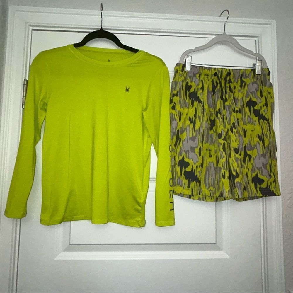 Spyder Swim Long Sleeve Shirt Pull On Elastic Waist Trunk Shorts